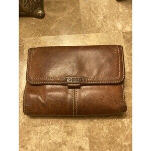 Vintage  Fossil Trifold Bill Wallet 15 Cards plus ID Card Holder